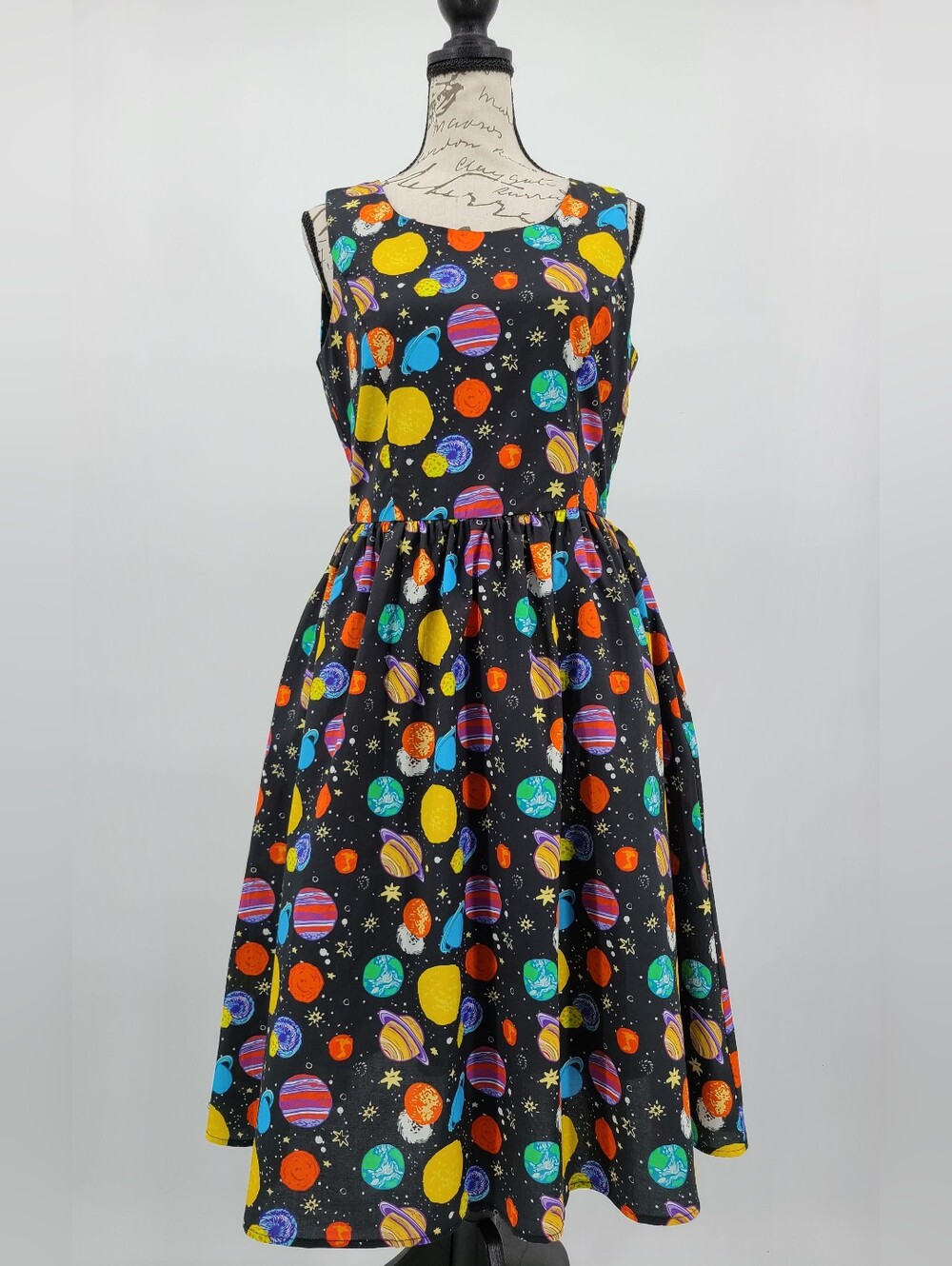Unique Vintage Space Burst Fit And (Solar) Flare Cotton Dress Size Medium